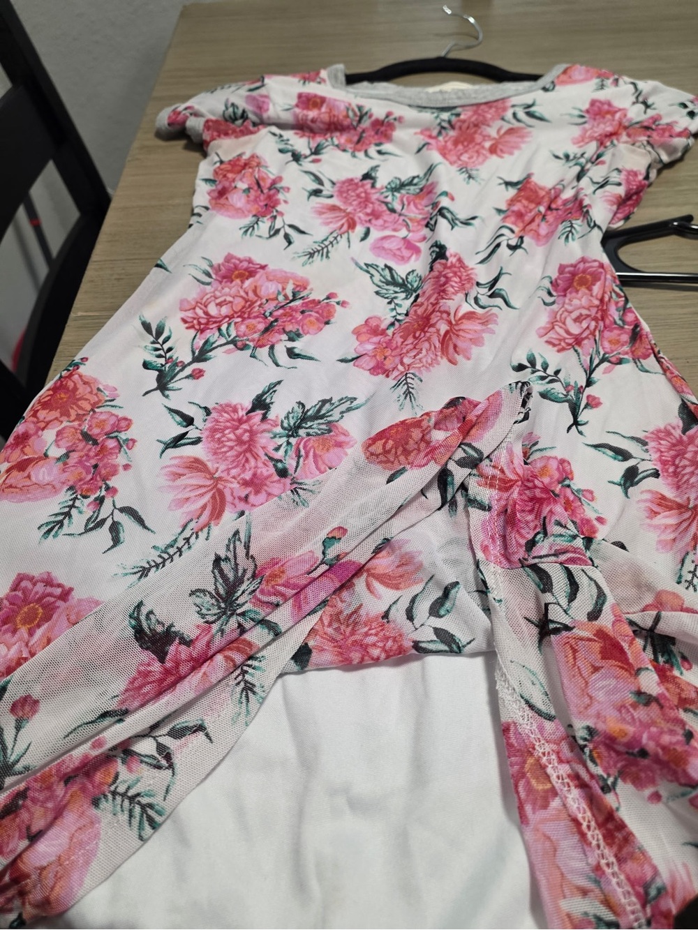 Pink Floral Crewneck Short Sleeve Mini Dress by - Picture 10 of 11